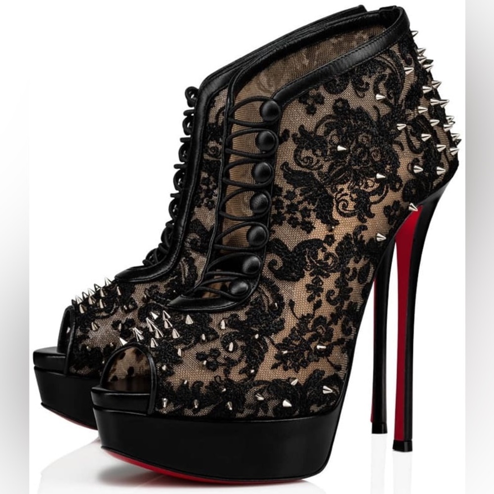 Christian Louboutin Alta Peep Toe Lace Booties